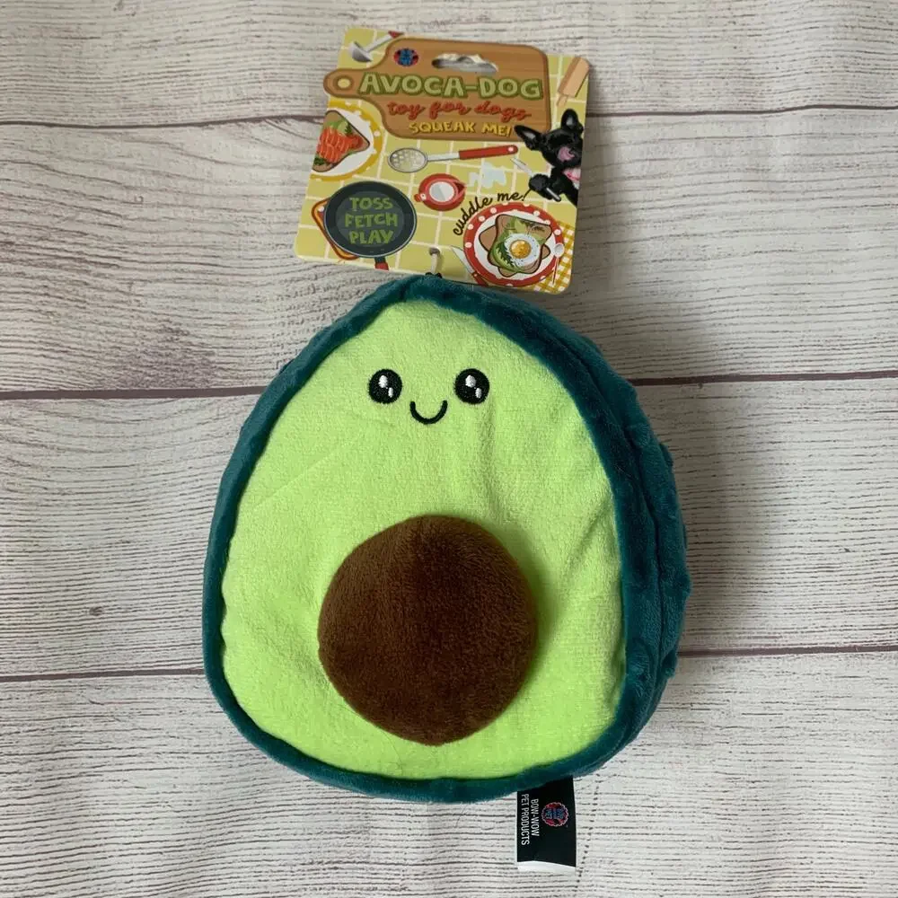 Avocado Dog Toy Avoca-Dog with Squeaker by Bow-Wow Pet Products Toss Fetch Play